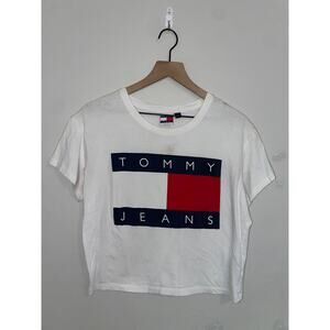 Womens Tommy Hilfiger Jeans White Shirt Top Stained 2000s Y2K Women S Small